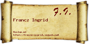 Francz Ingrid névjegykártya